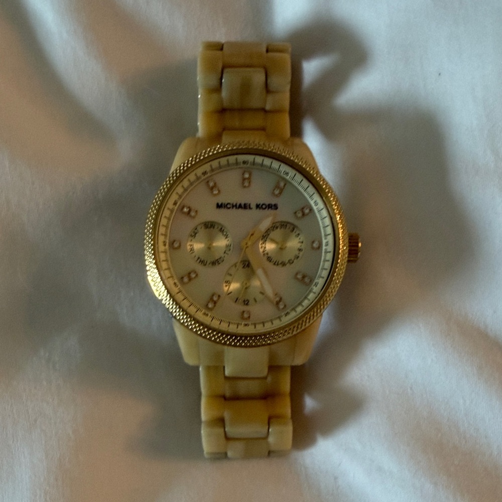 Michael Kors Gold and Tan Timepiece